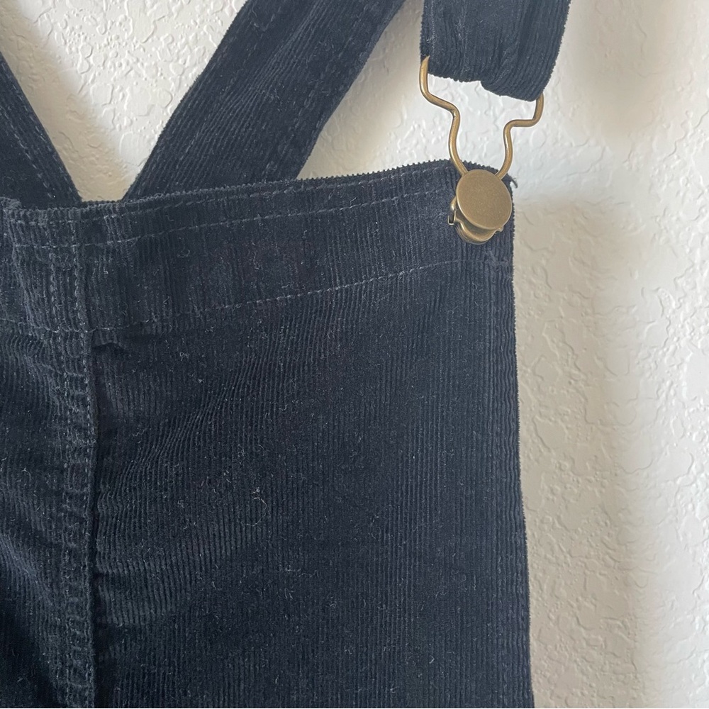 Black Corduroy Overall Skirt with Front Pockets - Picture 4 of 7